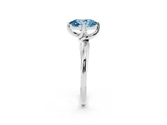 Fancy Blue Oval Cut Diamond Solitaire Engagement Ring Set in White gold with Classic Plain Band