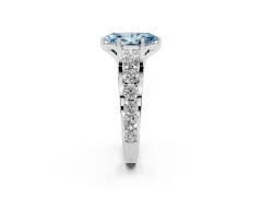 Fancy Blue Marquise Cut Diamond Pavé Engagement Ring Set in Silver with Prong Setting
