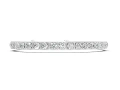 Round Diamond Channel Set Tennis Bracelet Set in Silver with Four-Prong Setting
