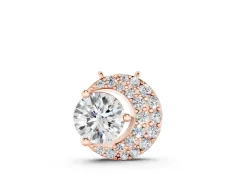 Round Prong-Set Diamond Pendant Set in Rose gold with Pavé Crescent