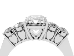 Radiant Cut Diamond Five-Stone Prong Set Band Ring Set in Platinum with Polished Band