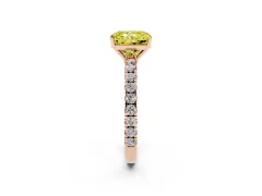 Fancy Yellow Radiant Cut Diamond Pavé Solitaire Engagement Ring Set in Rose gold with Prong Setting