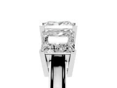 Princess Cut Diamond Three-Stone Ring Set in Silver with Channel-Set Band and Prong Settings