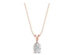 Pear Cut Solitaire Pendant Set in Rose gold with Three-Prong Setting