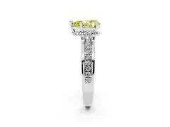 Fancy Yellow Pear Cut Diamond Solitaire Ring Set in Silver with Channel Set Band and Prong Setting