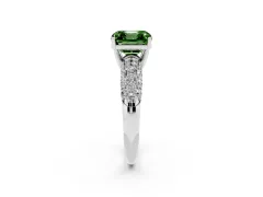 Fancy Green Asscher Cut Diamond Pavé Band Solitaire Ring Set in Platinum with Close-Set Accent Stones and Prong Setting