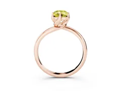 Fancy Yellow Emerald Cut Diamond Solitaire Engagement Ring Set in Rose gold with Classic Plain Band