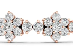 Round Diamond Floral Cluster Tennis Bracelet Set in Rose gold with Prong Setting