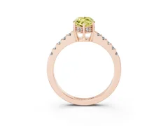 Fancy Yellow Marquise Cut Diamond Solitaire Engagement Ring Set in Rose gold with Pavé Band and Prong Setting