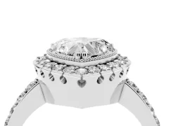 Heart Cut Diamond Halo Ring Set in White gold with Pavé Shank and Prong Setting