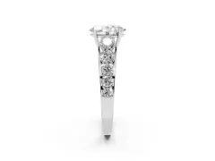 Oval Cut Diamond Solitaire Ring Set in Silver with Pavé-Set Band and Prong Setting