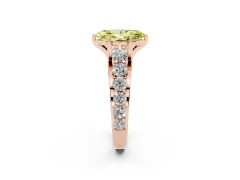 Fancy Yellow Marquise Cut Diamond Pavé Engagement Ring Set in Rose gold with Prong Setting
