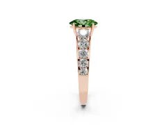 Fancy Green Oval Cut Diamond Solitaire Ring Set in Rose gold with Pavé-Set Band and Prong Setting