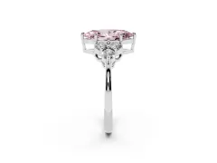 Fancy Pink Marquise Cut Diamond Solitaire Ring Set in Platinum with Cluster Accents on Each Side