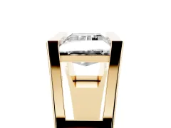Baguette Diamond Geometric Solitaire Ring Set in Yellow gold with Open Sides