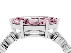 Fancy Pink Marquise Cut Diamond Ring Set in Platinum with Scattered Round Accents