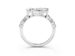 Marquise Cut Diamond Ring Set in Silver with Scattered Round Accents