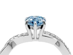 Fancy Blue Pear Cut Diamond Twisted Pavé Band Ring Set in Silver with Prong Setting