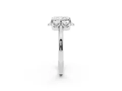 Radiant Cut Diamond Round Cluster Halo Ring Set in Platinum with Solitaire Band and Prong Setting
