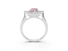 Fancy Pink Pear Cut Diamond Cluster Halo Ring Set in Silver with Marquise and Round Accents