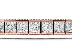 Princess Cut Diamond Channel Set Tennis Bracelet Set in Rose gold with Box Clasp