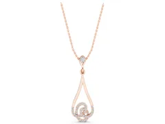 Teardrop Diamond Pavé Pendant Set in Rose gold with Round Brilliant Swirl