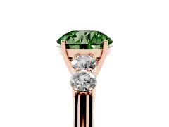 Fancy Green Round Cut Diamond Five-Stone Prong Set Band Ring Set in Rose gold with Polished Band
