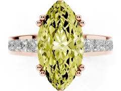 Fancy Yellow Marquise Cut Diamond Channel Set Solitaire Engagement Ring Set in Rose gold with Prong Setting