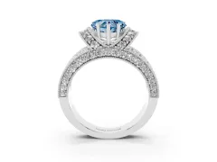 Fancy Blue Heart Cut Diamond Milgrain Halo Pavé Engagement Ring Set in Platinum with Prong Setting