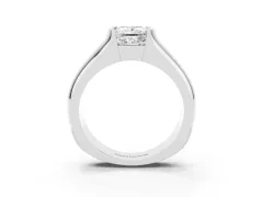 Princess Cut Diamond Bezel Solitaire Ring Set in Platinum with Wide Band