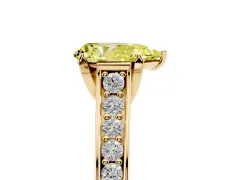Fancy Yellow Pear Cut Diamond Solitaire Pavé Engagement Ring Set in Yellow gold with Prong Setting