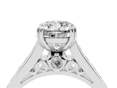 Cushion Cut Diamond Channel Set Solitaire Engagement Ring Set in Silver with Prong Setting