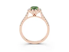 Fancy Green Emerald Cut Diamond Cushion Halo Ring Set in Rose gold with Pavé Band