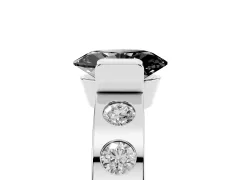 Fancy Black Oval Cut Diamond Channel-Set Band Ring Set in Platinum with Bezel Prong Setting
