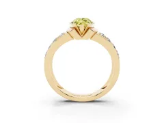 Fancy Yellow Marquise Cut Diamond Wide Channel Set Band Ring Set in Yellow gold with Bezel Setting