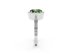 Fancy Green Oval Cut Diamond Halo Engagement Ring Set in Platinum with Accent Split Shank Band