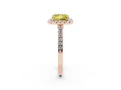 Fancy Yellow Princess Cut Diamond Halo Pavé Engagement Ring Set in Rose gold with Prong Setting