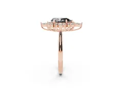 Fancy Black Pear Cut Diamond Cluster Halo Ring Set in Rose gold with Marquise and Round Accents