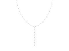 Round Diamond Station Y Necklace Set in White gold with Bezel Setting