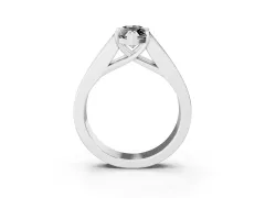 Fancy Black Marquise Cut Diamond Solitaire Ring Set in White gold with Channel-Set Accent Stones and Prong Setting
