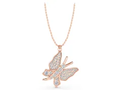 Pavé Round Diamond Butterfly Pendant Set in Rose gold with Prong Setting