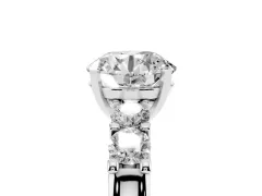Round Cut Diamond Five-Stone Prong Set Engagement Ring Set in White gold with Channel Band