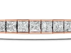Princess Cut Diamond Channel-Set Tennis Bracelet Set in Rose gold