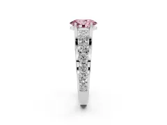 Fancy Pink Oval Cut Diamond Pavé Engagement Ring Set in Platinum with Prong Setting