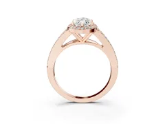Marquise Cut Diamond Halo Split Shank Pavé Ring Set in Rose gold with Prong Setting