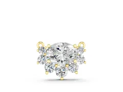Oval Diamond Cluster Pendant Set in Yellow gold with Prong-Set Round Accents