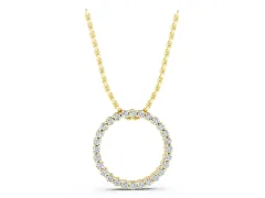 Round Diamond Eternity Pendant Set in Yellow gold with Seamless Stone Circle