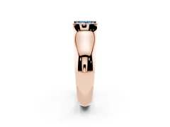 Fancy Blue Princess Cut Diamond Bezel Solitaire Ring Set in Rose gold with Wide Band