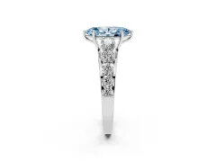 Fancy Blue Marquise Cut Diamond Solitaire Ring Set in Platinum with Pavé-Set Band and Prong Setting