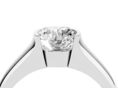 Round Cut Diamond Bezel Solitaire Ring Set in Silver with Wide Band